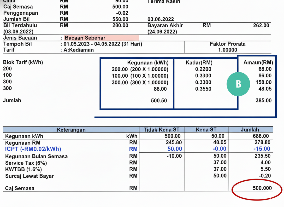 Electricity bill before solar installation
